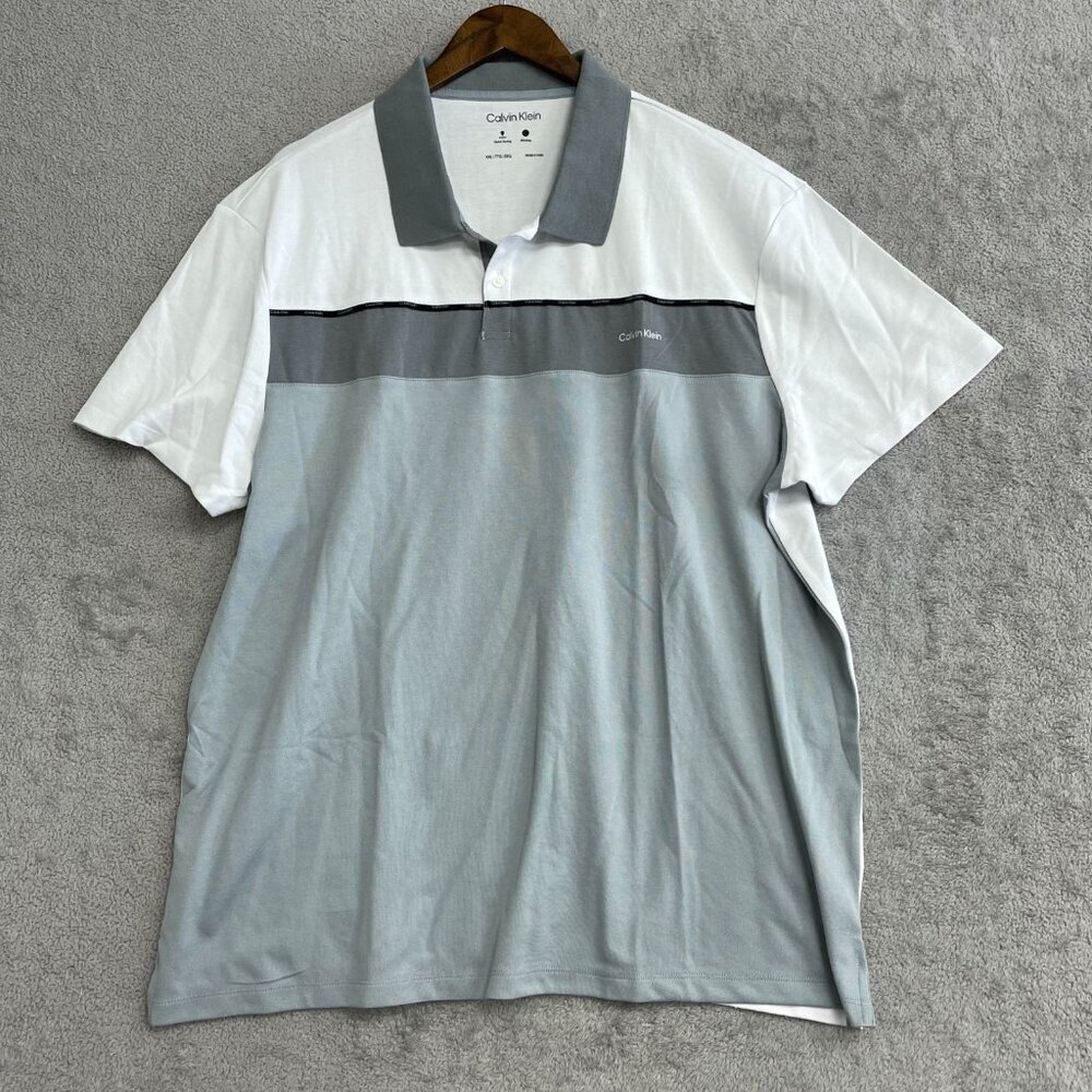 Calvin Klein Men's XXL Polo Shirt White Gray N0669 - Picture 4 of 10